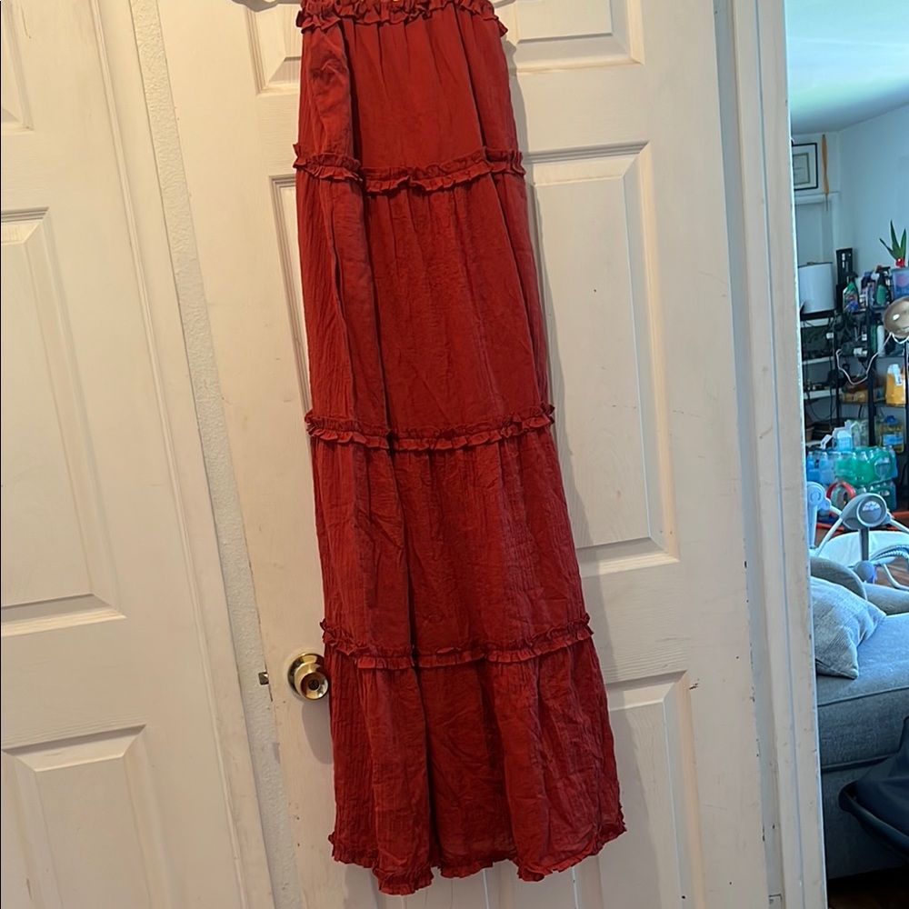 Tory Burch Red Tiered Maxi Skirt Resort Wear